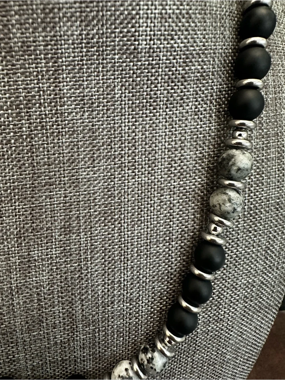 Black & White Beaded Necklace - Elegant Unisex Jewelry